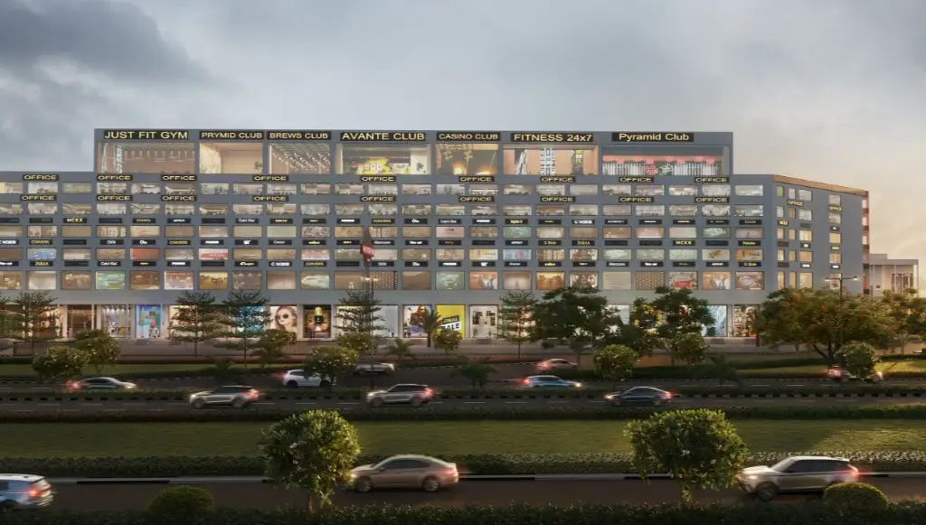 Mohali Citi Centre Avenue – Wide Front View Wide front view of Mohali Citi Centre Avenue with retail, office and club floors